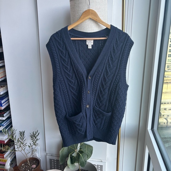 Navy Cable Knit Sweater Vest - Picture 1 of 2